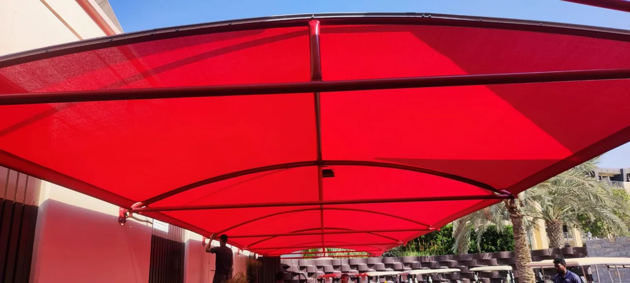 Completed car parking shade structure at Abu Dhabi Golf Club in Abu Dhabi — installation view 7