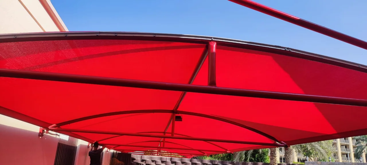 Completed car parking shade structure at Abu Dhabi Golf Club in Abu Dhabi — installation view 8