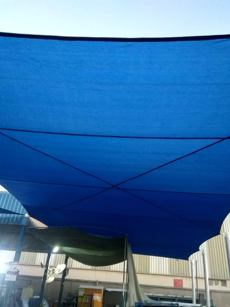 Completed tensile membrane shade structure at Awirda Environment in Al Quoz, Dubai — installation view 2