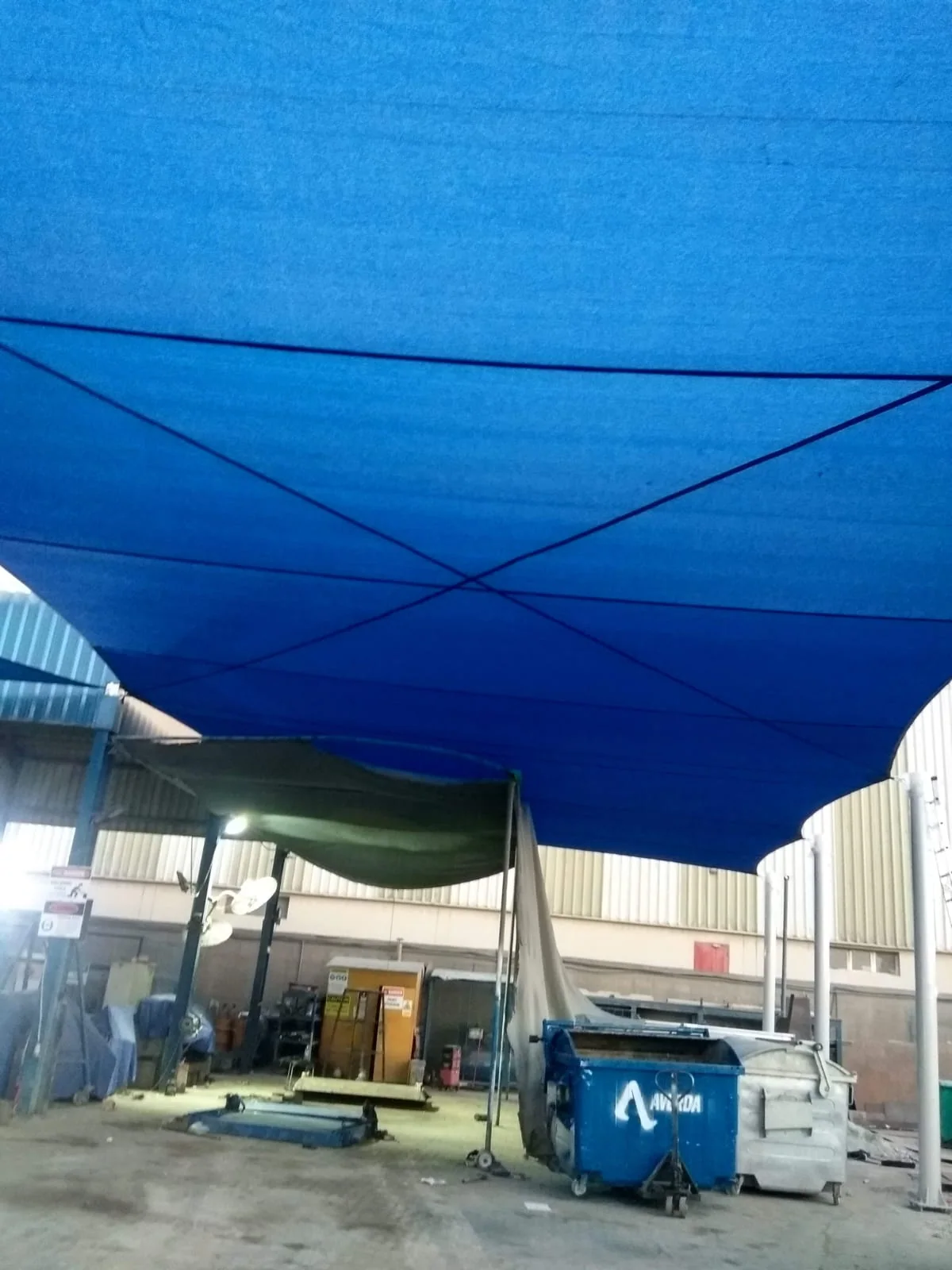 Completed tensile membrane shade structure at Awirda Environment in Al Quoz, Dubai — installation view 3