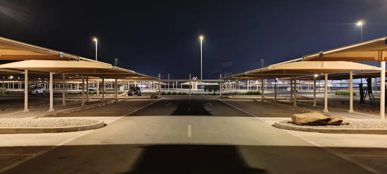 Completed car parking shade structure at Barakah Nuclear Plant in Abu Dhabi