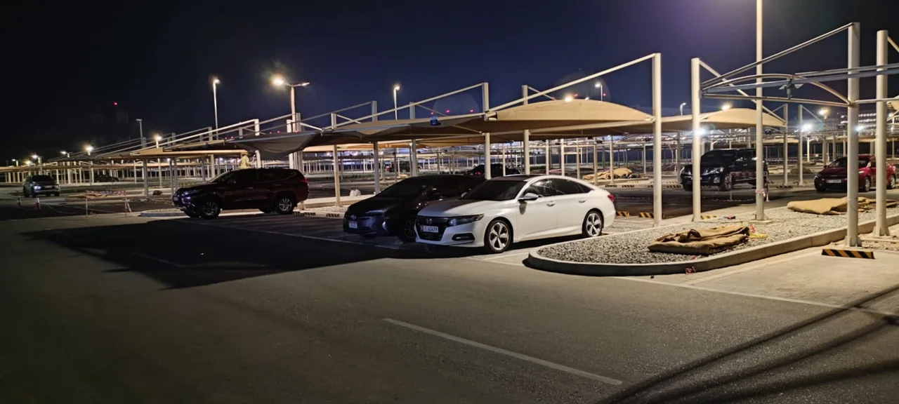 Completed car parking shade structure at Barakah Nuclear Plant in Abu Dhabi — installation view 3