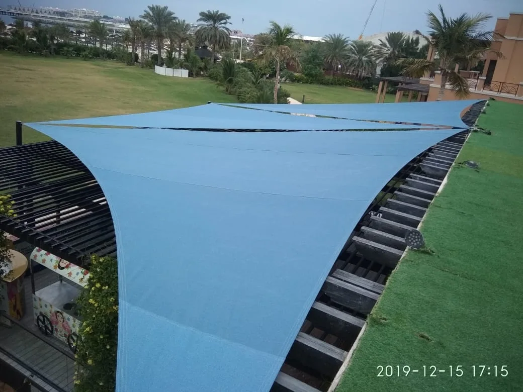 Completed tensile membrane shade structure at Le Royal Meridien Hotel in Jumeirah, Dubai — installation view 9