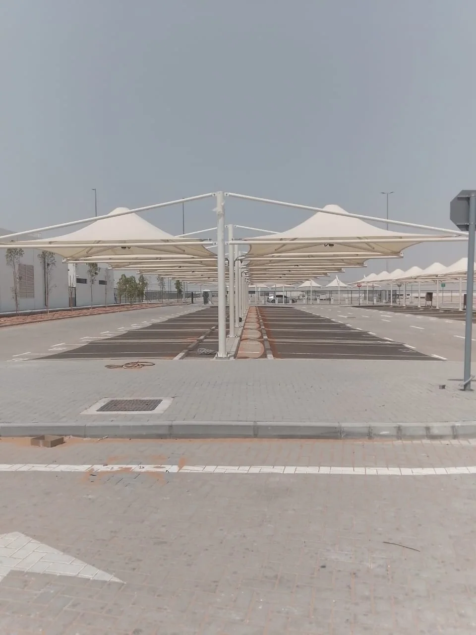 Completed car parking shade structure at Metal Park — KIZAD in KIZAD, Abu Dhabi — installation view 3