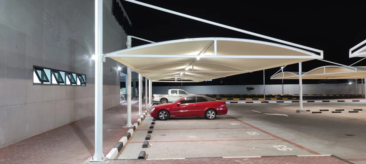 Completed car parking shade structure at Prestige in Dubai
