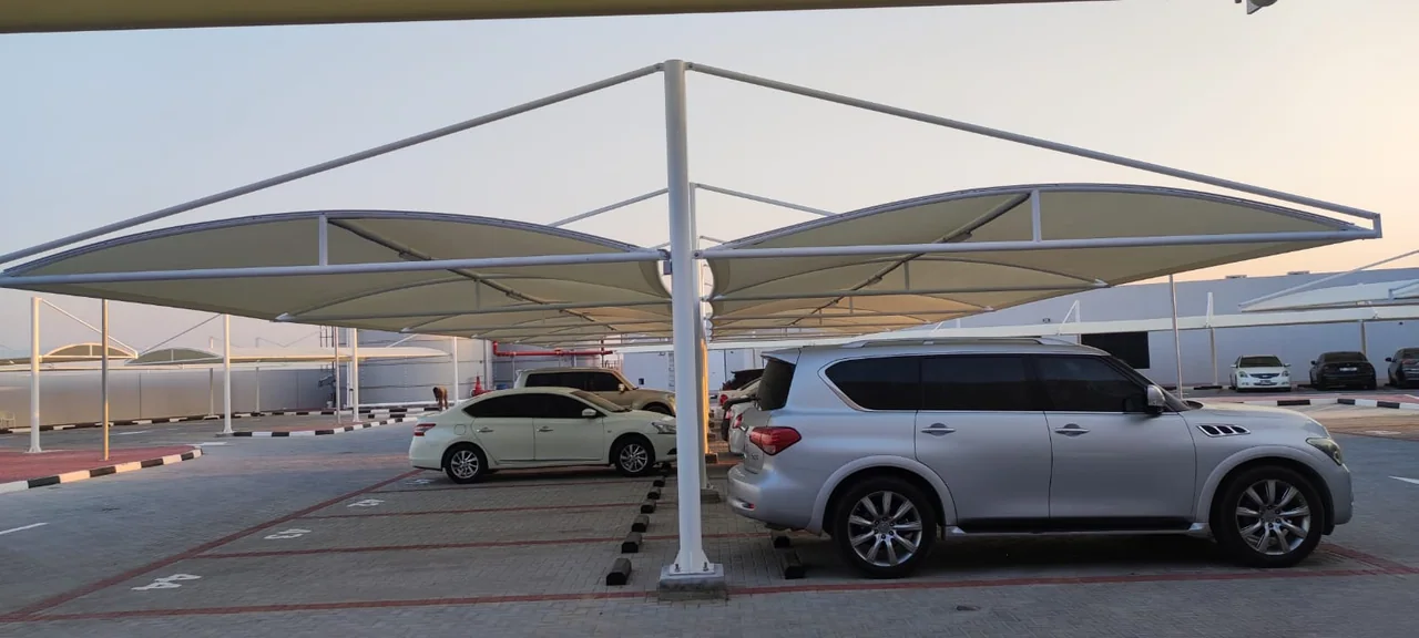 Completed car parking shade structure at Prestige in Dubai — installation view 4