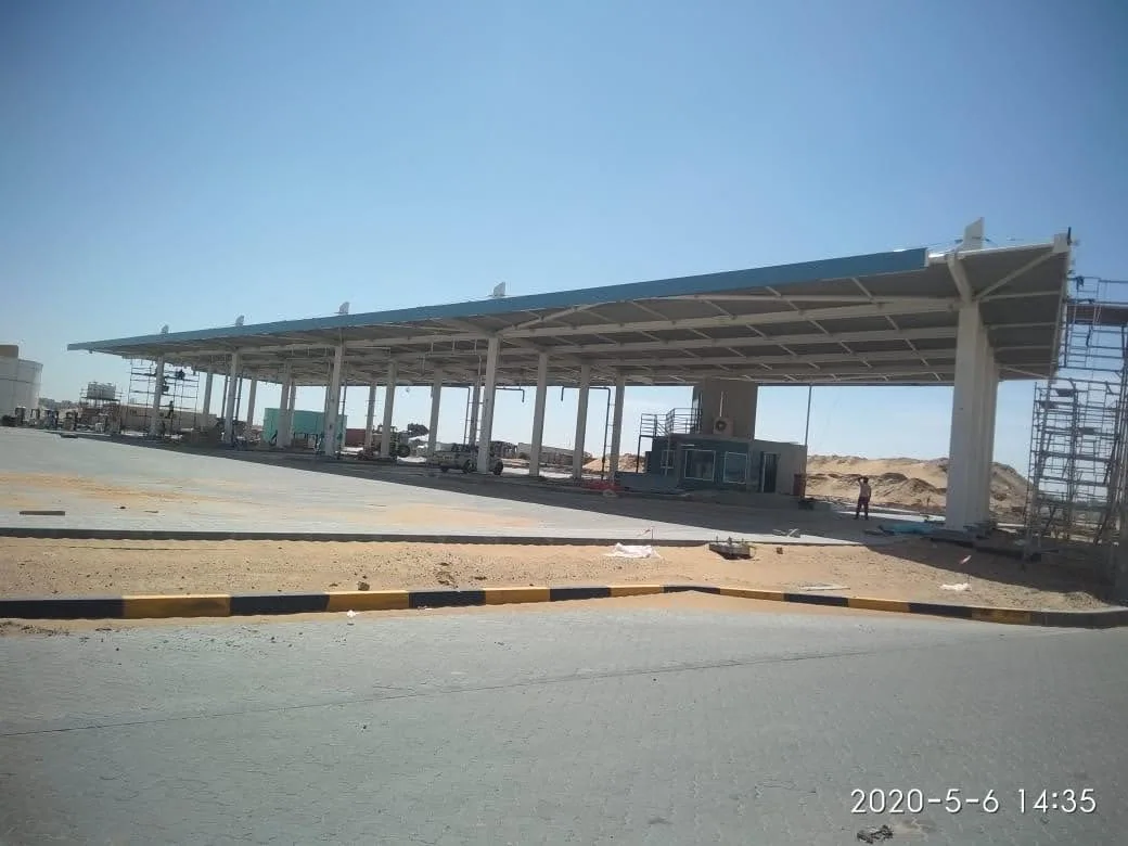 Completed car parking shade structure at Sewerage Plant — Sajaa in Sajaa, Sharjah — installation view 2